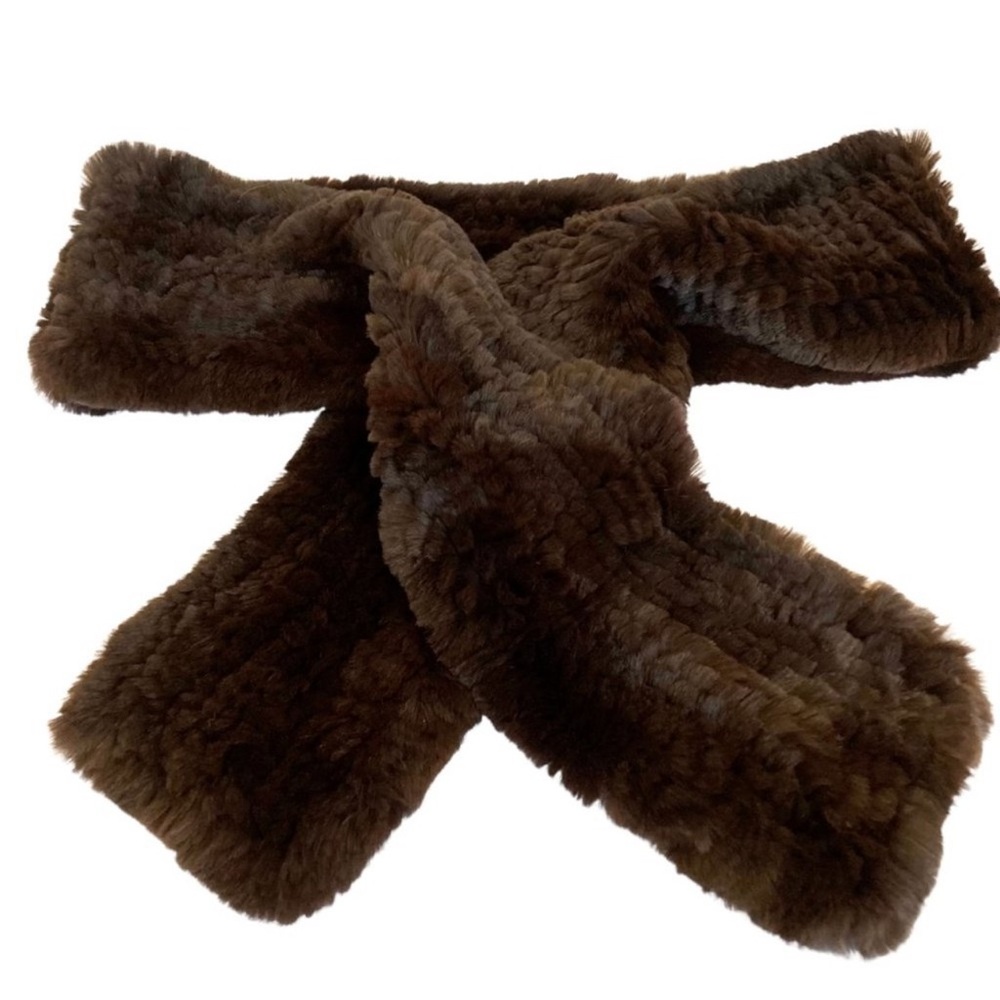 BROWN FAUX FUR SCARF 59" x 5"